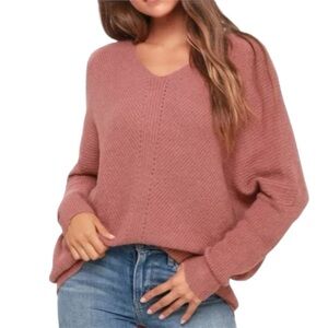Lulu's Dusty Rose Off-the-Shoulder Sweater